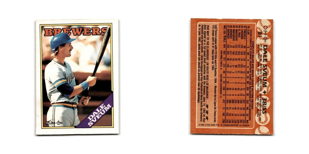 Dale Sveum 1988 O-Pee-Chee #81 Milwaukee Brewers Baseball Card NM
