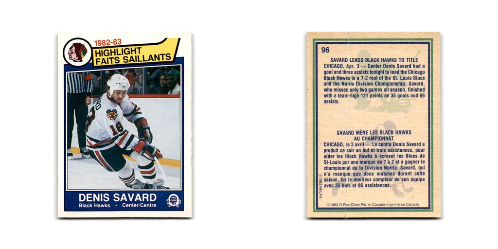 1983 O-Pee-Chee Denis Savard Chicago Blackhawks #96