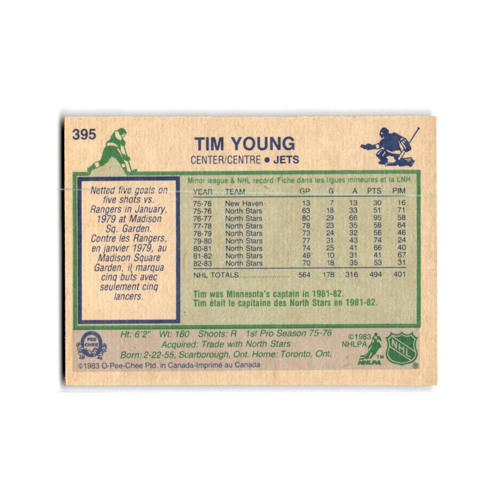1983 O-Pee-Chee Tim Young Winnipeg Jets #395