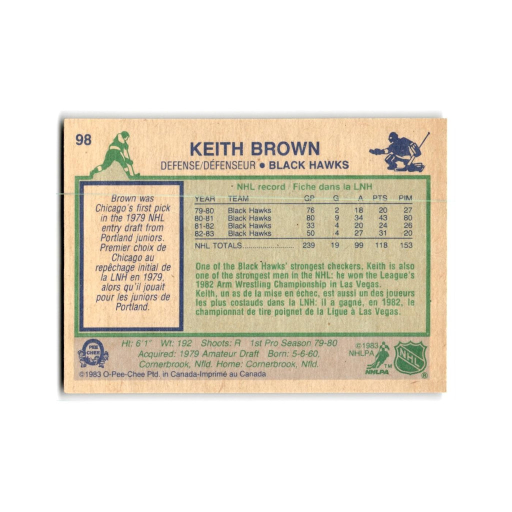 1983 O-Pee-Chee Keith Brown Chicago Blackhawks #98