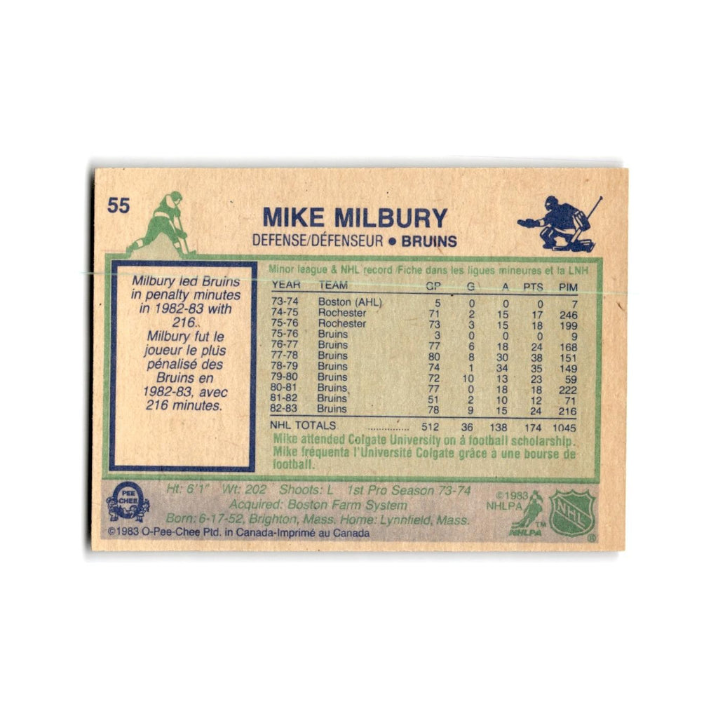 1983 O-Pee-Chee Mike Milbury Boston Bruins #55
