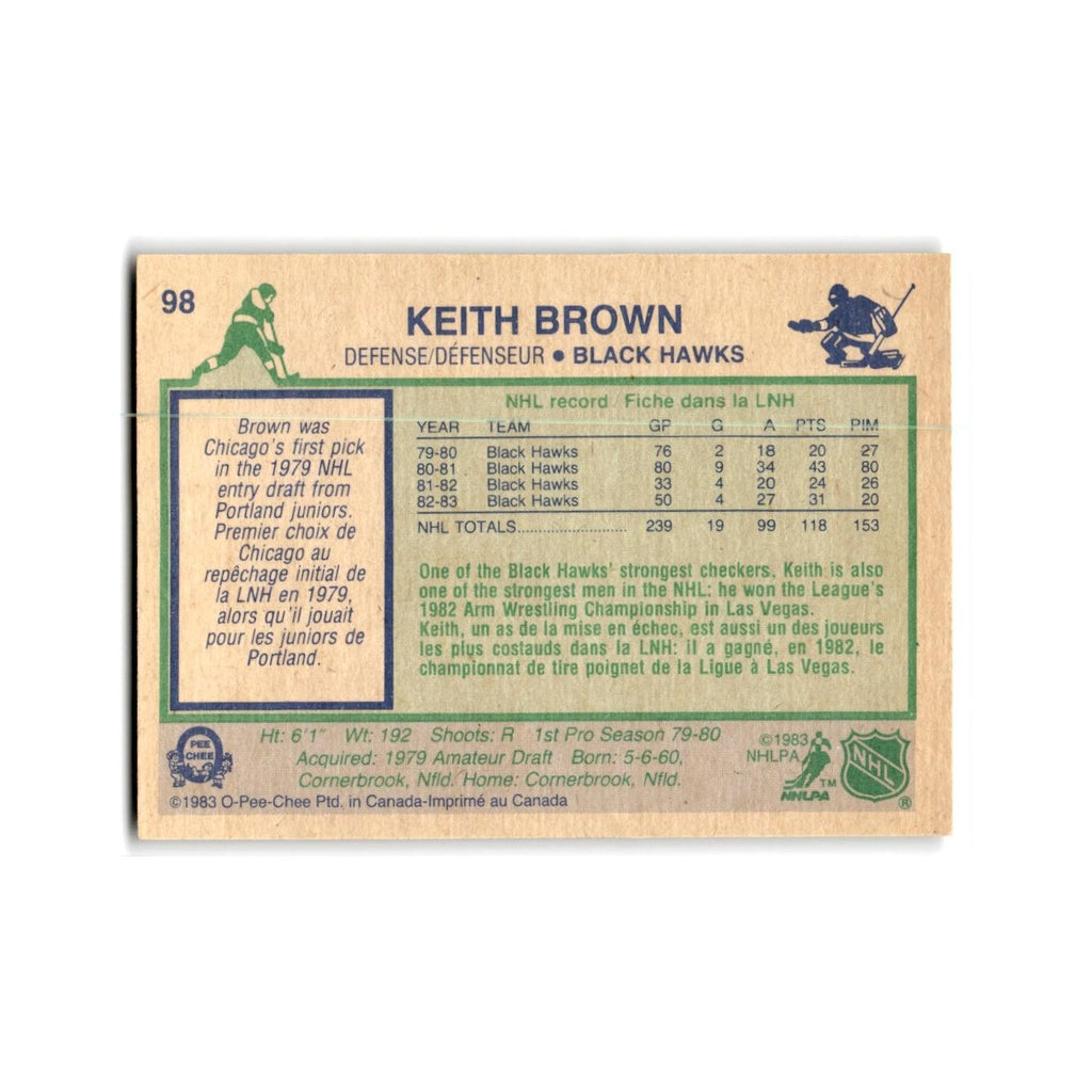 1983 O-Pee-Chee Keith Brown Chicago Blackhawks #98