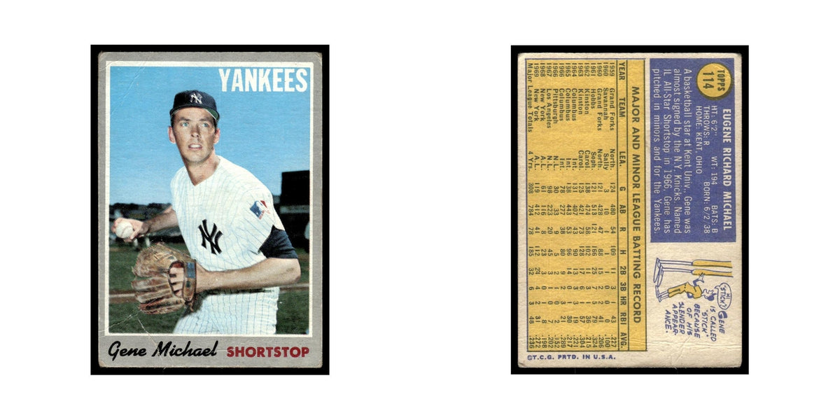 1970 Topps Baseball Card (Damaged) Gene Michael #114