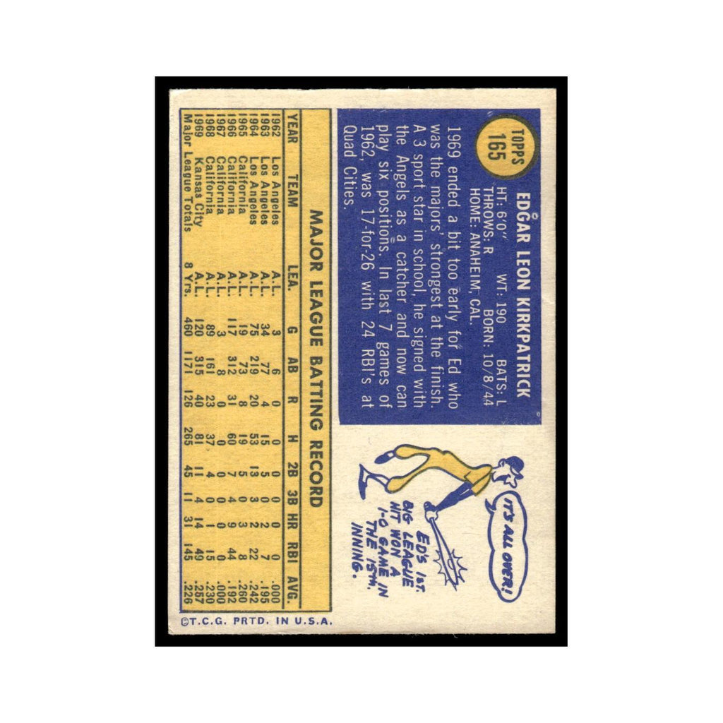1970 Topps Baseball Card (Damaged) Ed Kirkpatrick #165