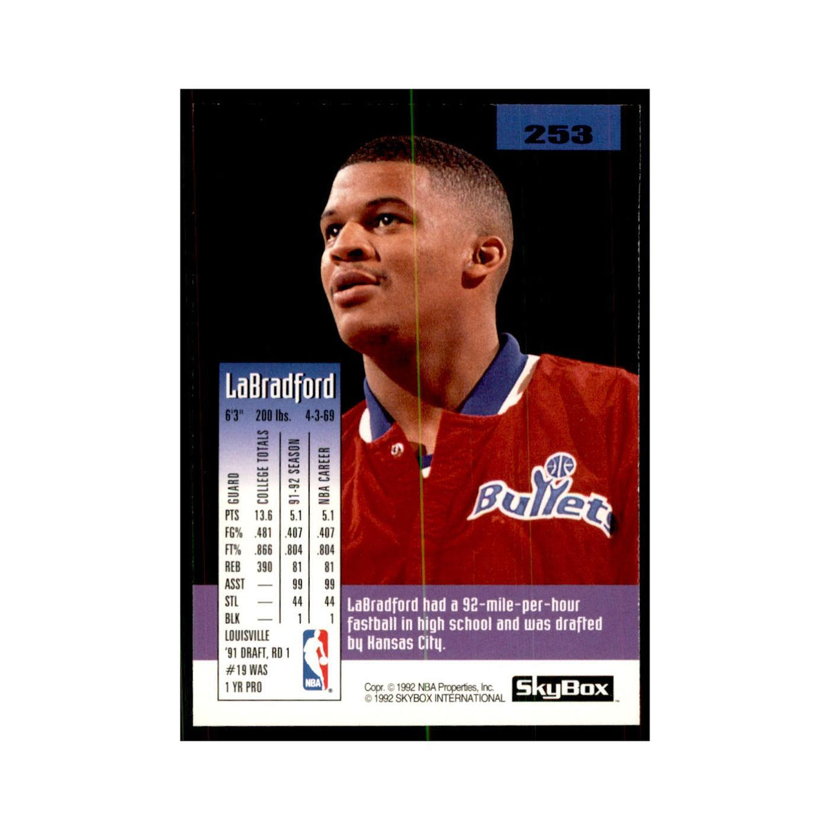 1992 SkyBox LaBradford Smith Basketball Cards #253