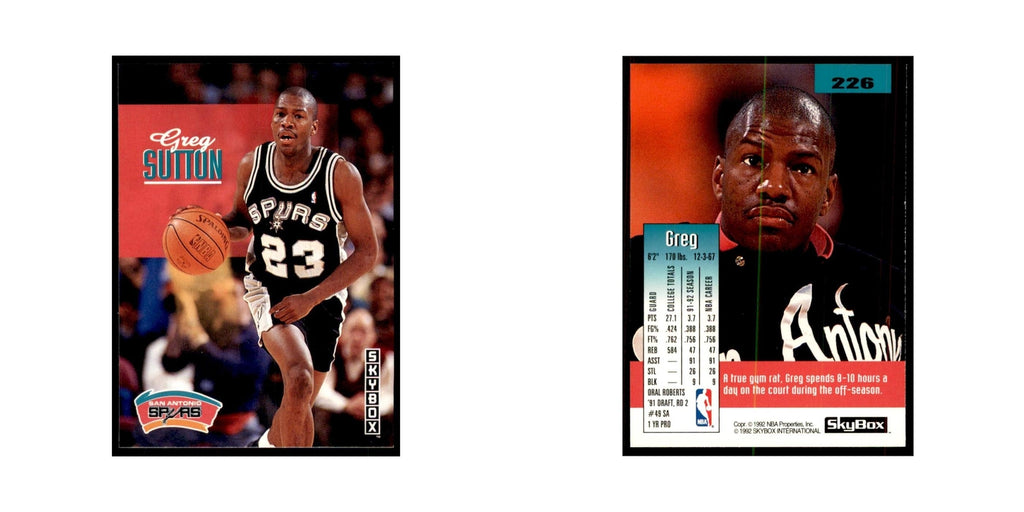 1992 SkyBox Greg Sutton Basketball Cards #226