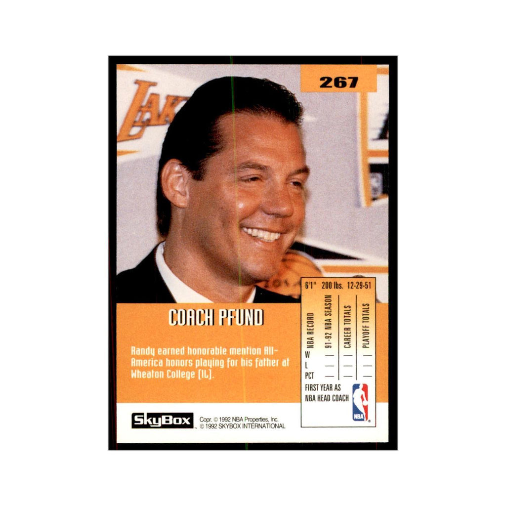 1992 SkyBox Randy Pfund Basketball Cards #267