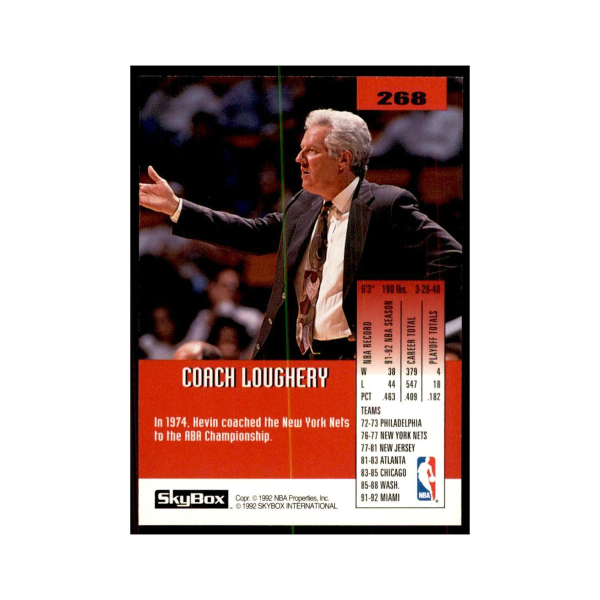 1992 SkyBox Kevin Loughery Basketball Cards #268