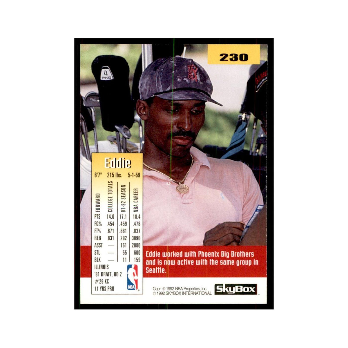 1992 SkyBox Eddie Johnson Basketball Cards #230