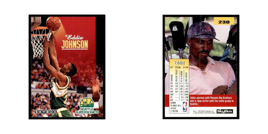 1992 SkyBox Eddie Johnson Basketball Cards #230