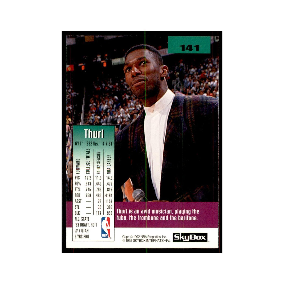 1992 SkyBox Thurl Bailey Basketball Cards #141