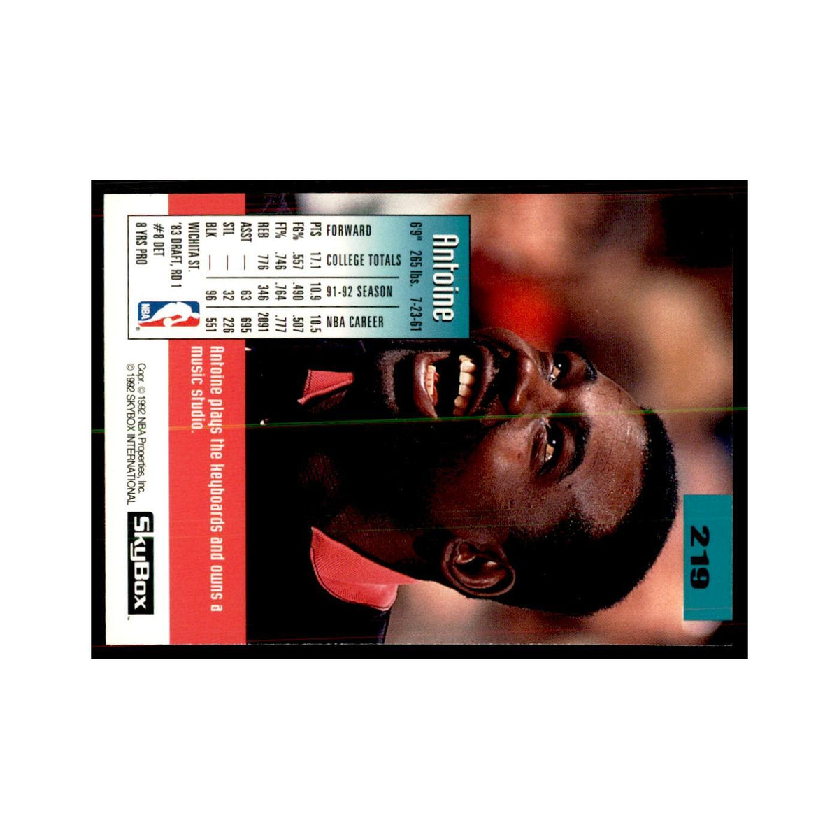 1992 SkyBox Antoine Carr Basketball Cards #219
