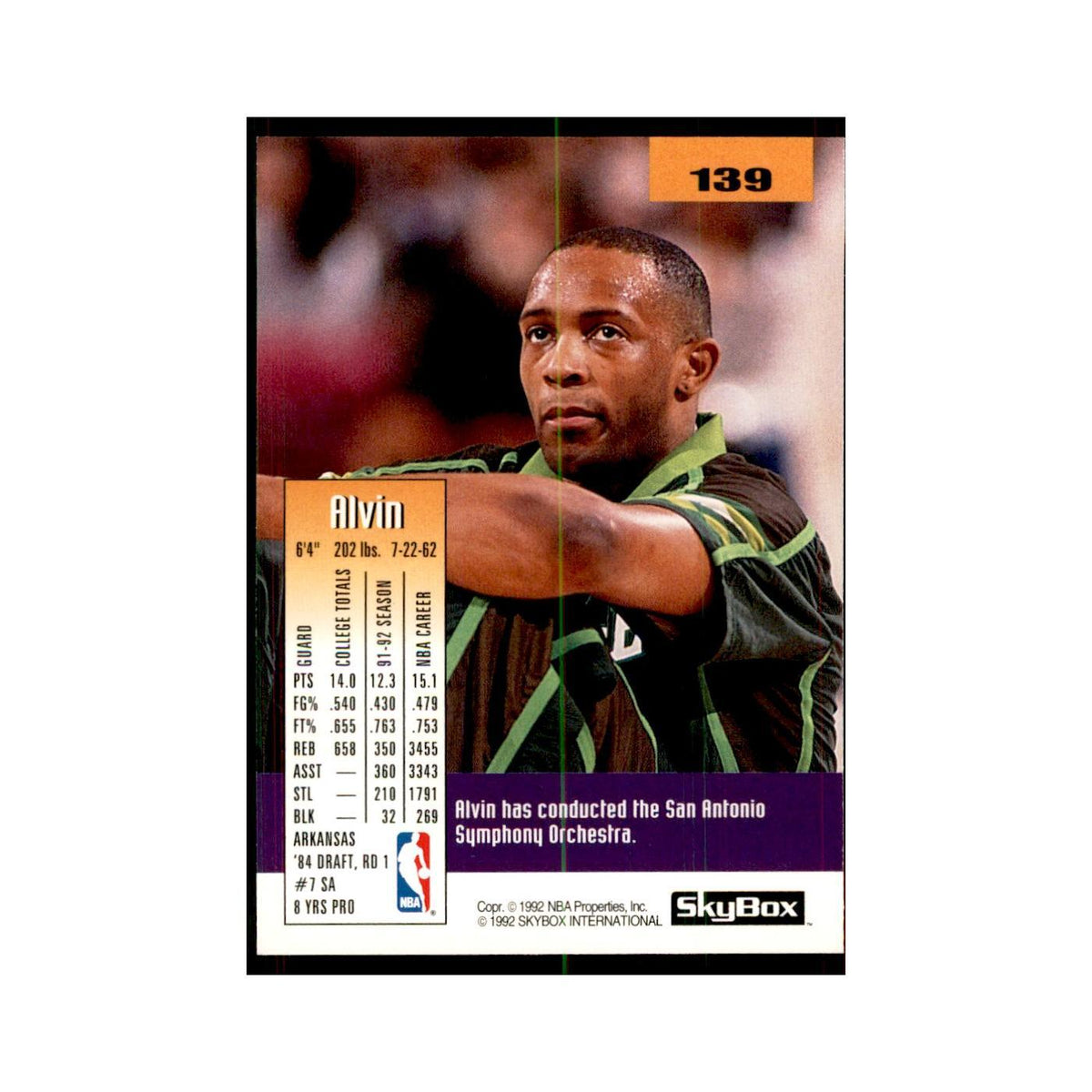 1992 SkyBox Alvin Robertson Basketball Cards #139