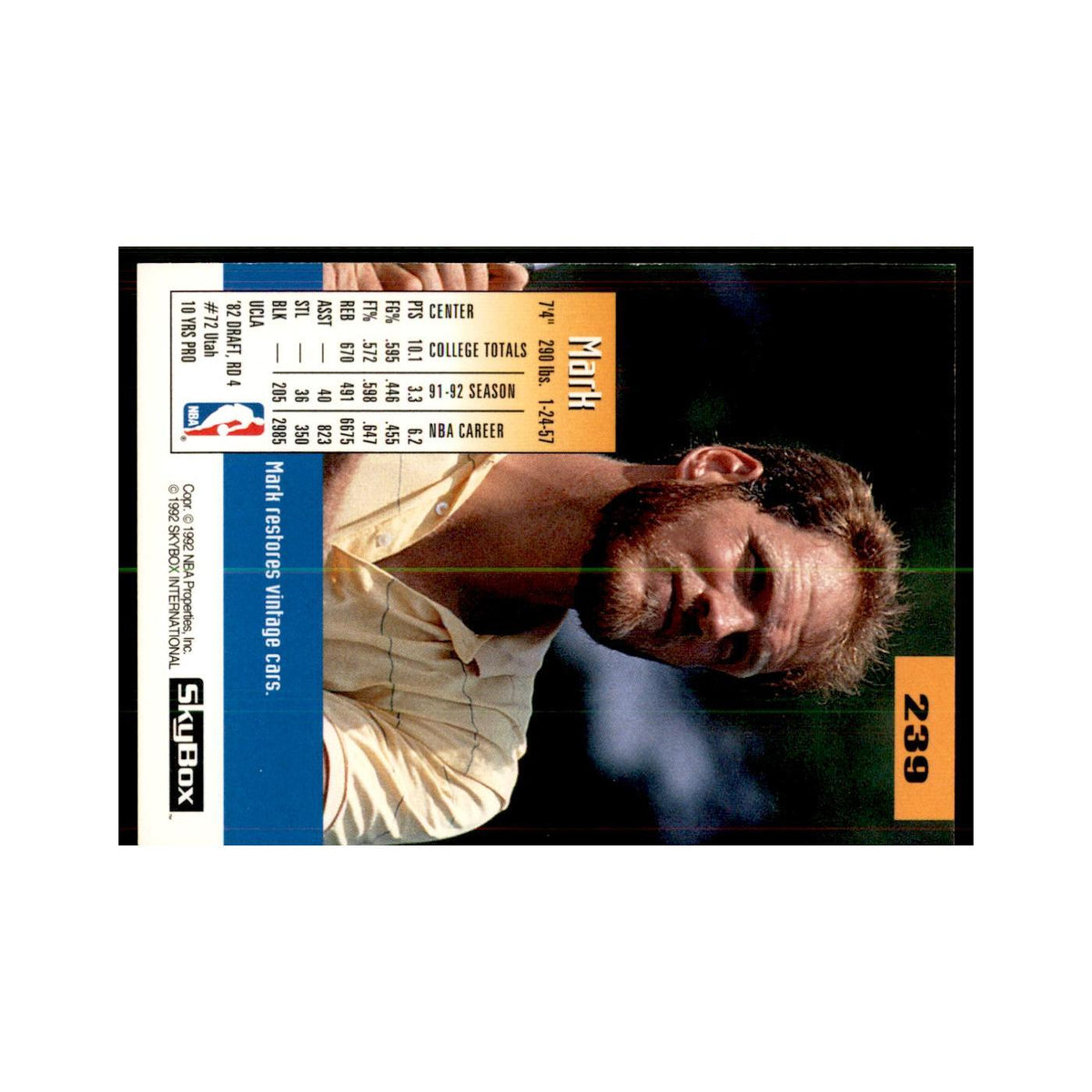 1992 SkyBox Mark Eaton Basketball Cards #239