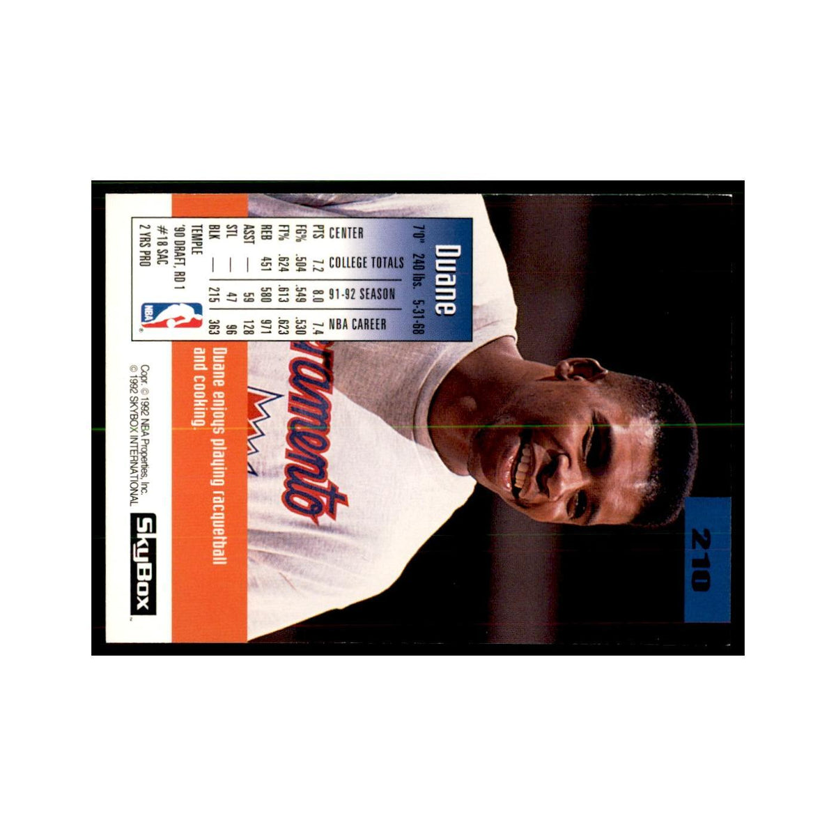1992 SkyBox Duane Causwell Basketball Cards #210