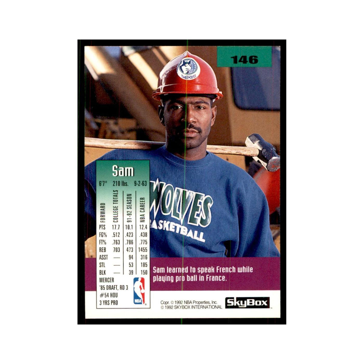 1992 SkyBox Sam Mitchell Basketball Cards #146