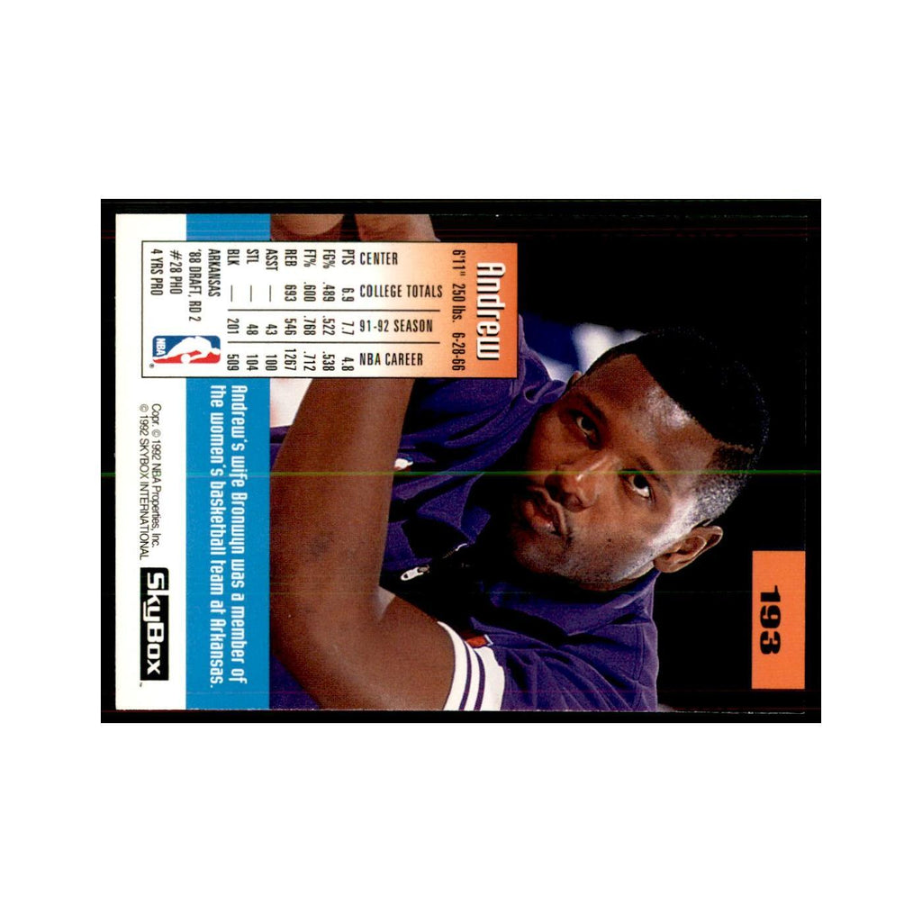 1992 SkyBox Andrew Lang Basketball Cards #193