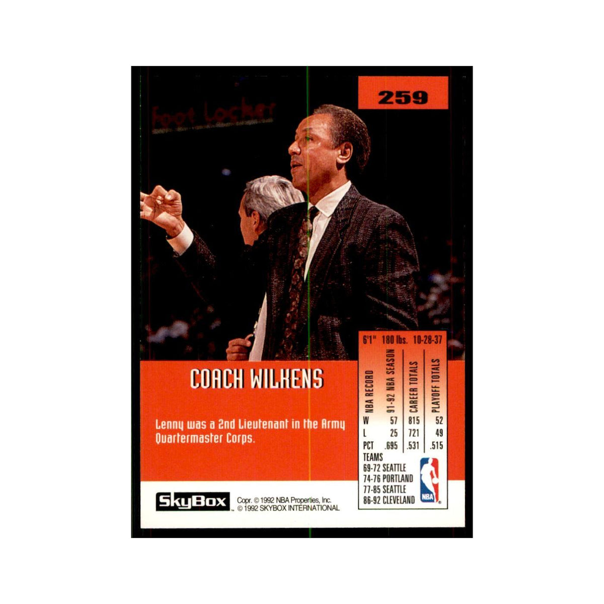 1992 SkyBox Coach Wilhens Basketball Cards #259