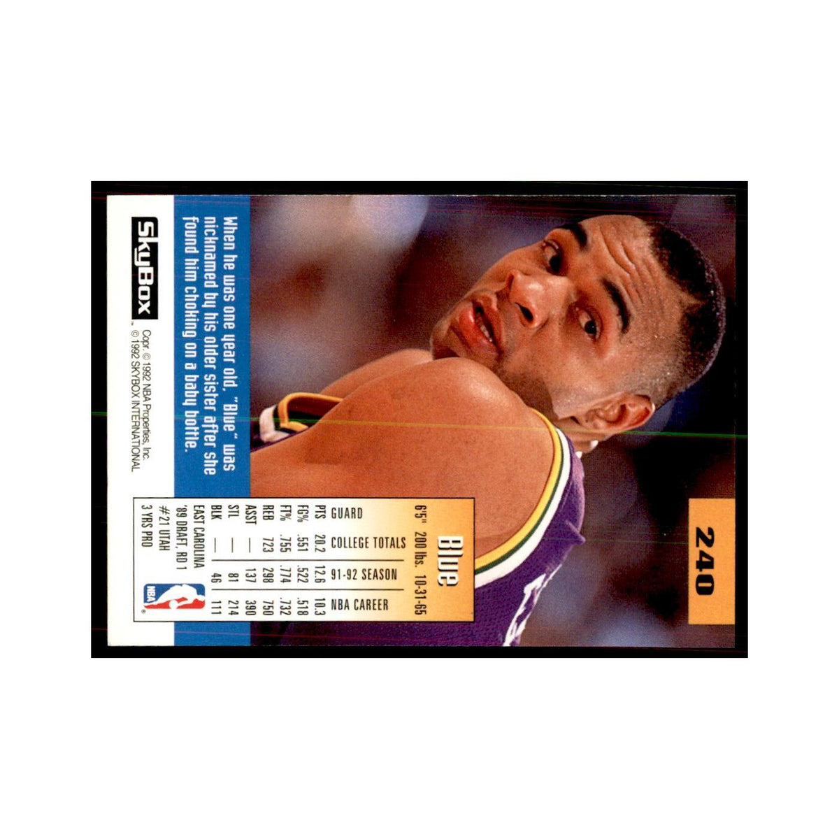 1992 SkyBox Blue Edwards Basketball Cards #240