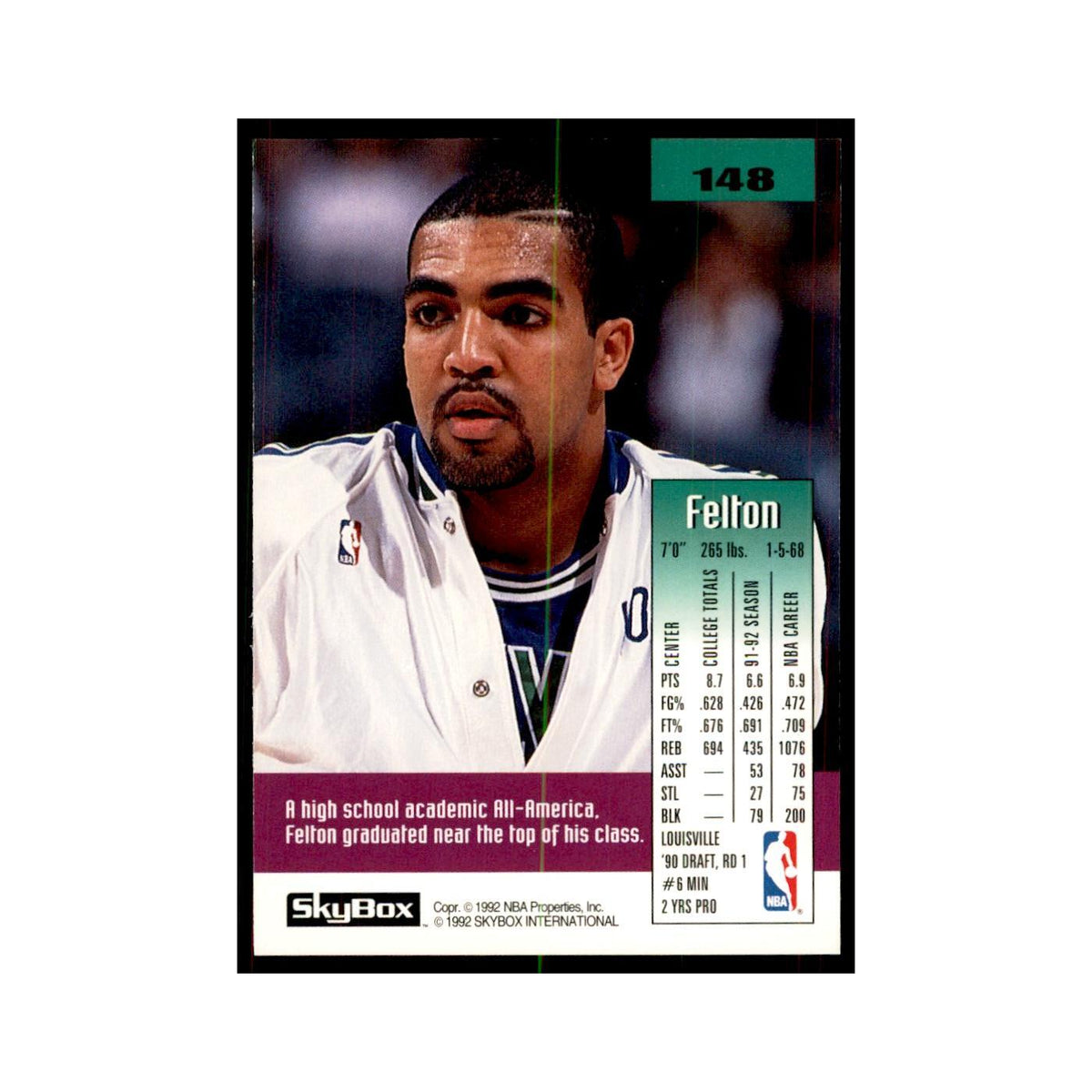 1992 SkyBox Felton Spencer Basketball Cards #148