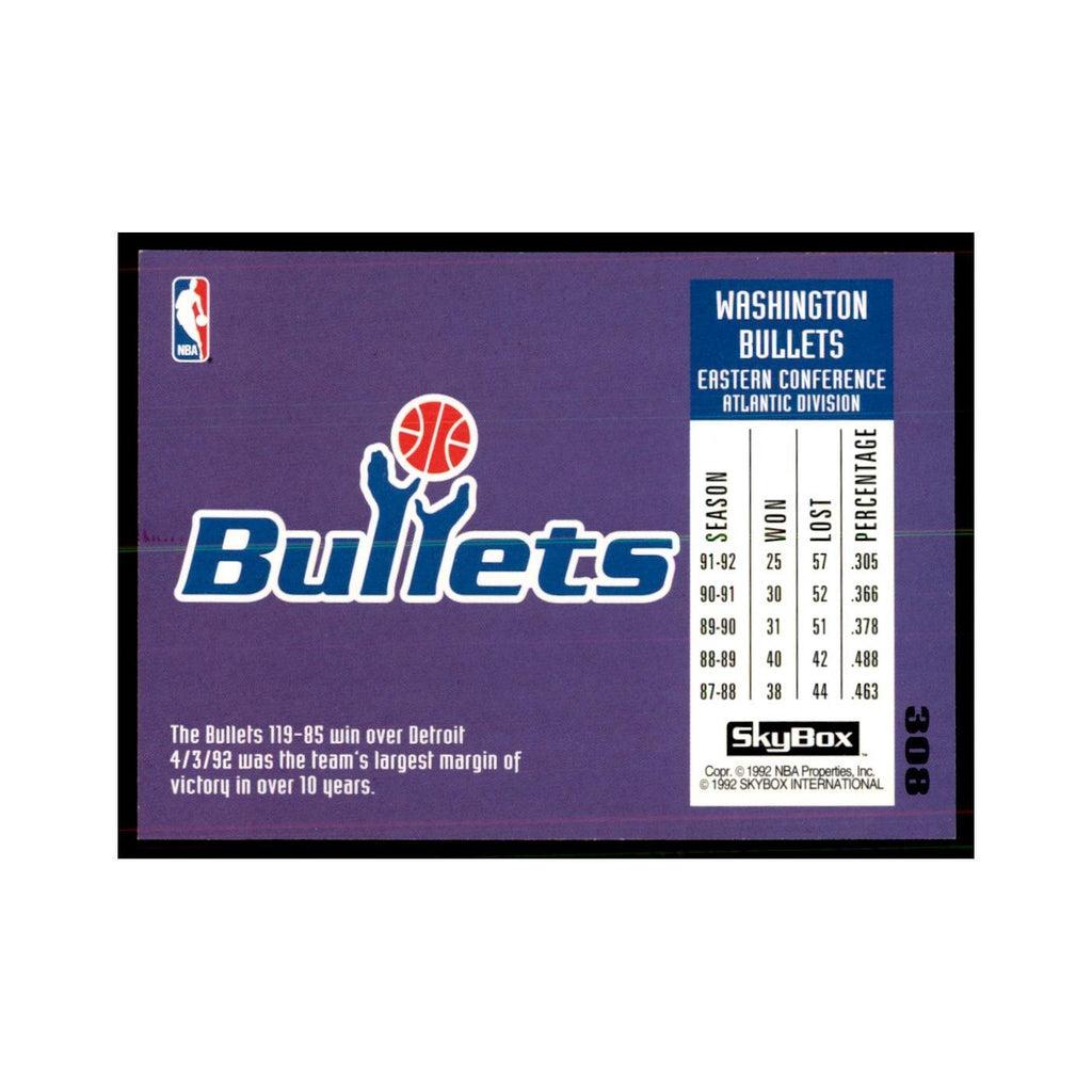 1992 SkyBox Wahington Bullets Basketball Cards #308