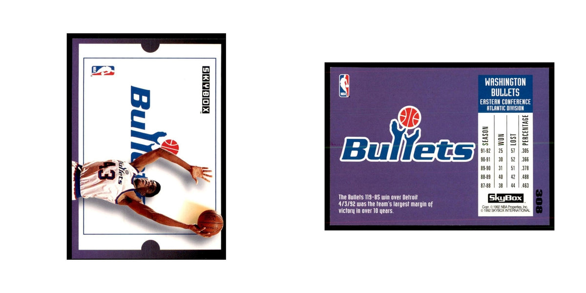 1992 SkyBox Wahington Bullets Basketball Cards #308
