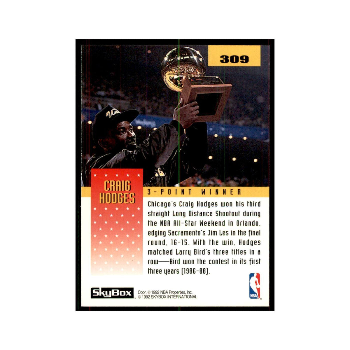 1992 SkyBox Craig Hodges Basketball Cards #309