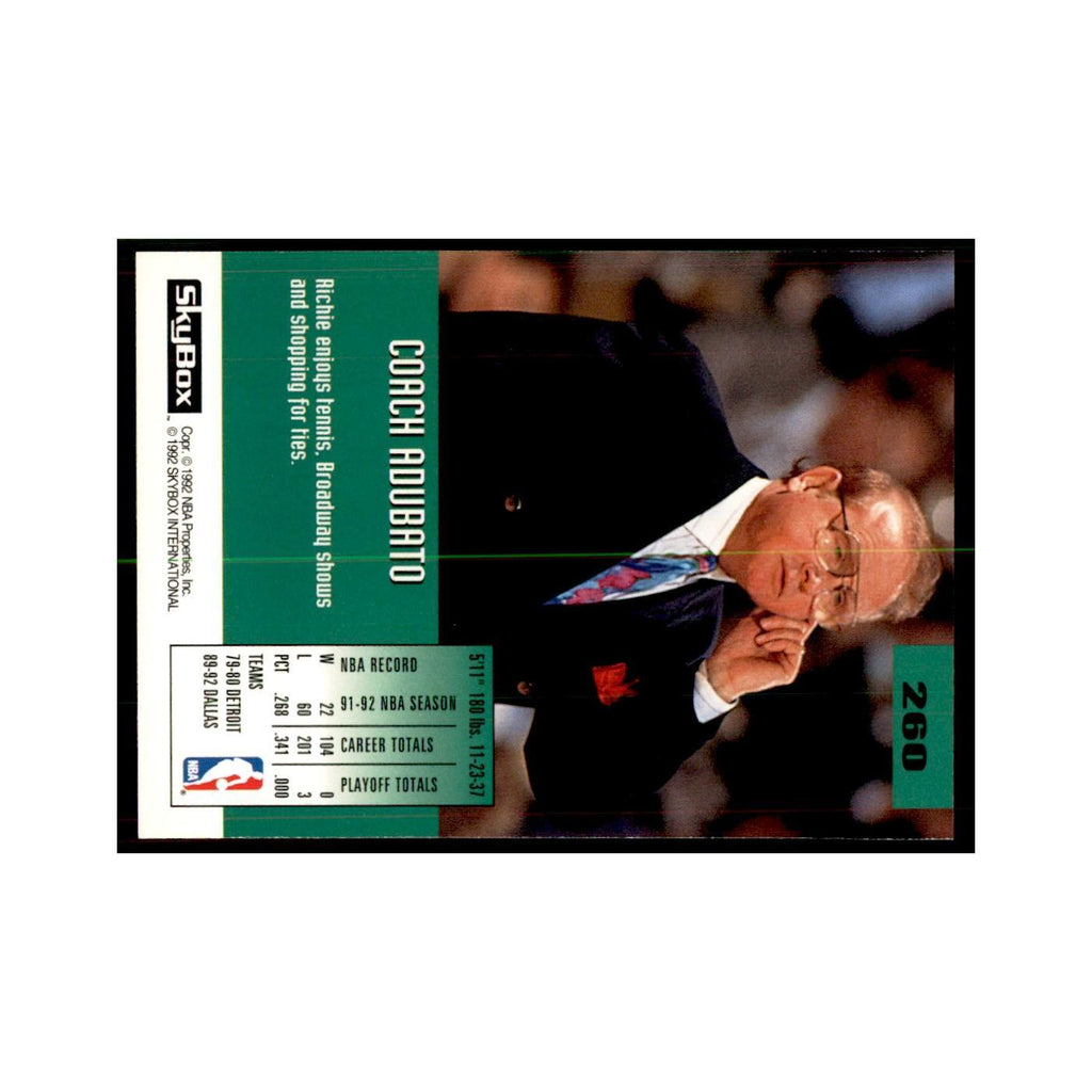 1992 SkyBox Richie Adubato Basketball Cards #260