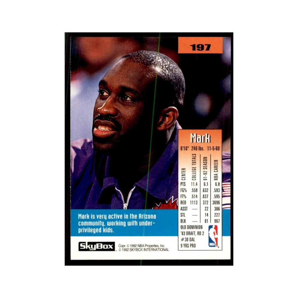 1992 SkyBox Mark West Basketball Cards #197