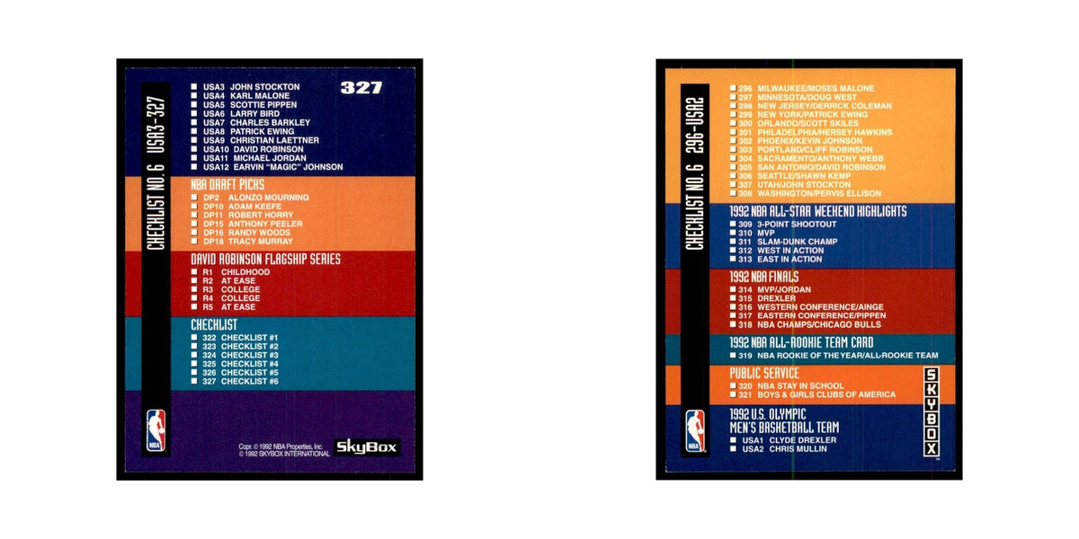 1992 SkyBox Checklist 6 Basketball Cards #327