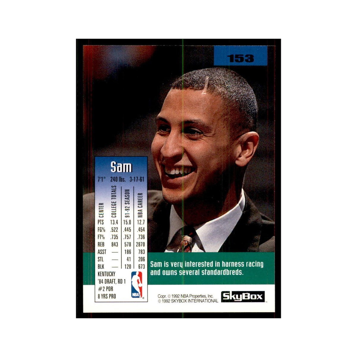 1992 SkyBox Sam Bowie Basketball Cards #153