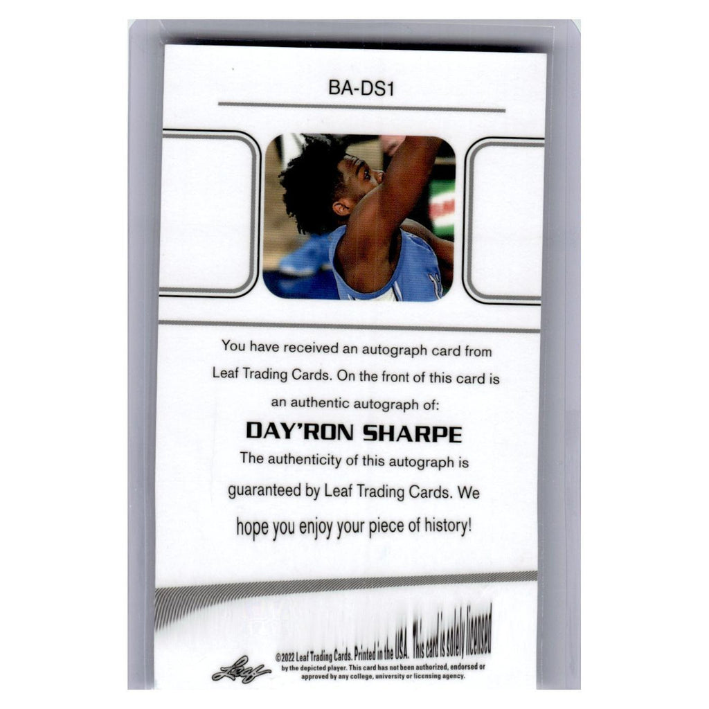 2021 Leaf Day'Ron Sharpe RC Auto #BA-DS1