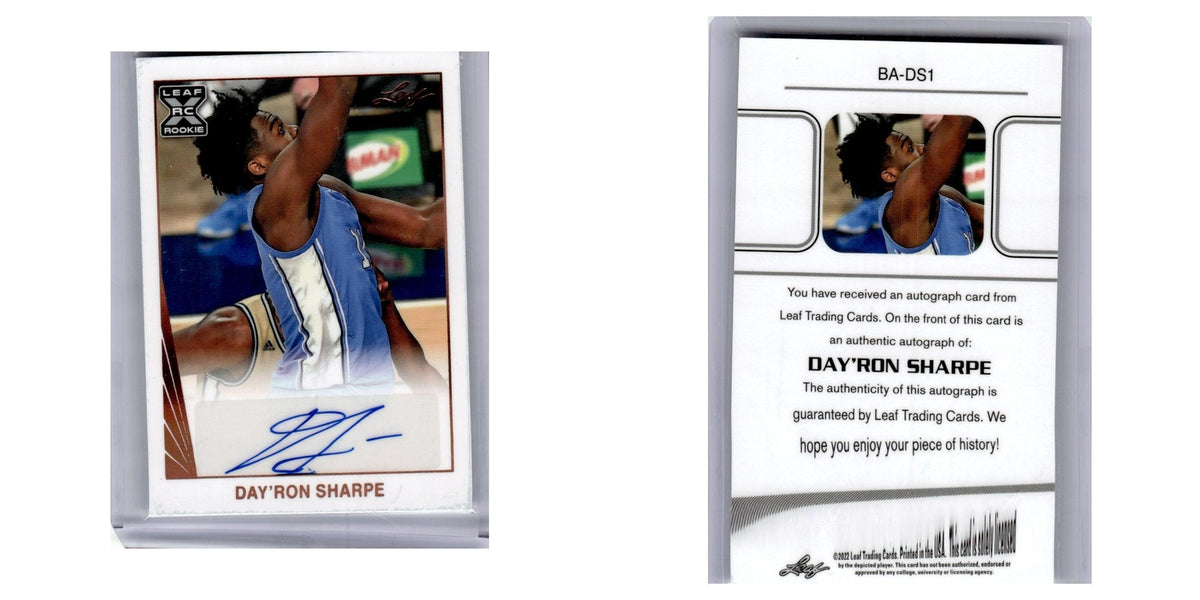 2021 Leaf Day'Ron Sharpe RC Auto #BA-DS1