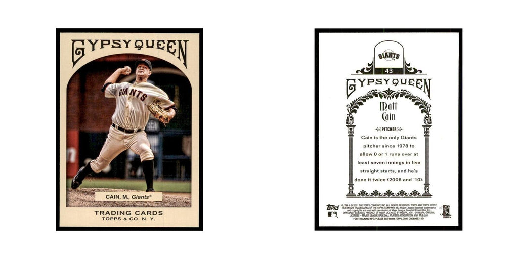 2011 Topps Gypsy Queen Matt Cain Baseball Cards #43