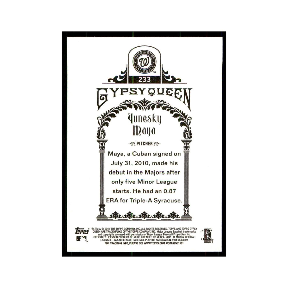2011 Topps Gypsy Queen Yunesky Maya Baseball Cards #233