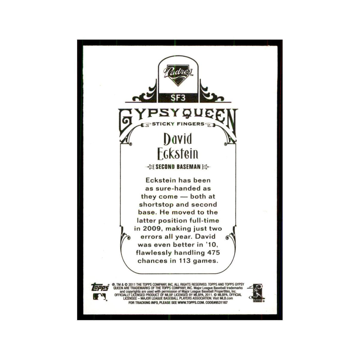 2011 Topps Gypsy Queen David Eckstein Baseball Cards #SF3