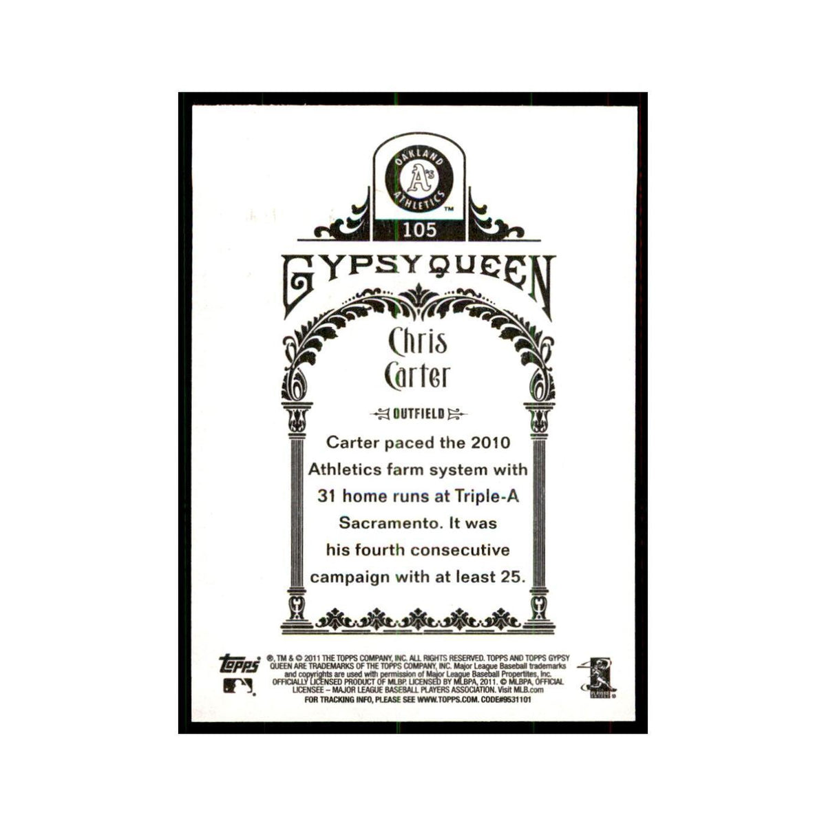 2011 Topps Gypsy Queen Chris Carter Baseball Cards #105