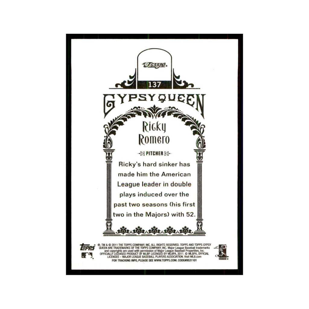 2011 Topps Gypsy Queen Ricky Romero Baseball Cards #137