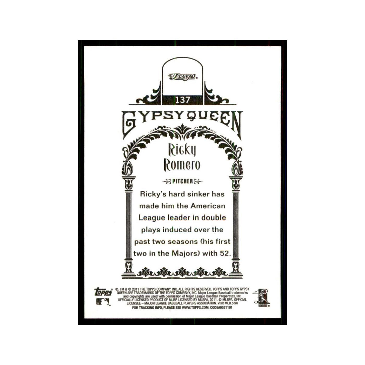 2011 Topps Gypsy Queen Ricky Romero Baseball Cards #137