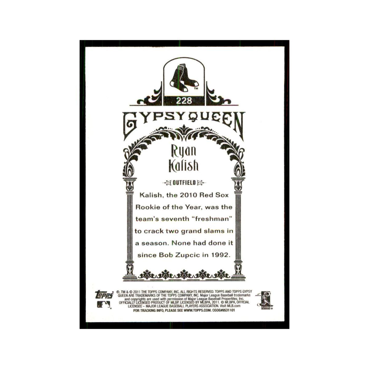 2011 Topps Gypsy Queen Ryan Kalish Baseball Cards #228