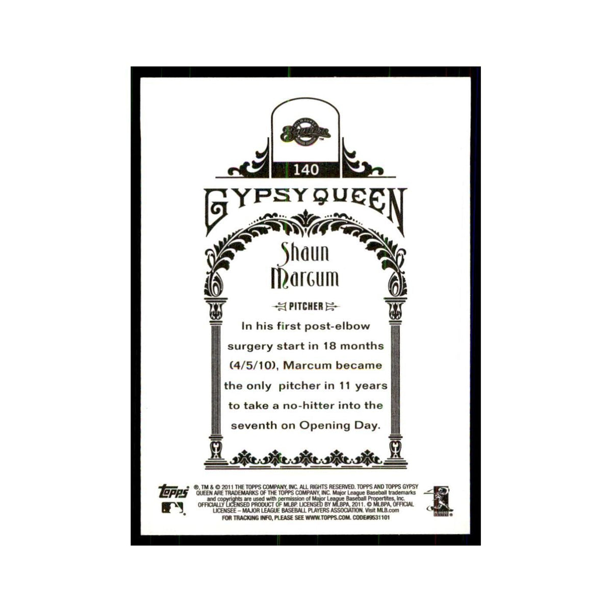 2011 Topps Gypsy Queen Shaun Marcum Baseball Cards #140