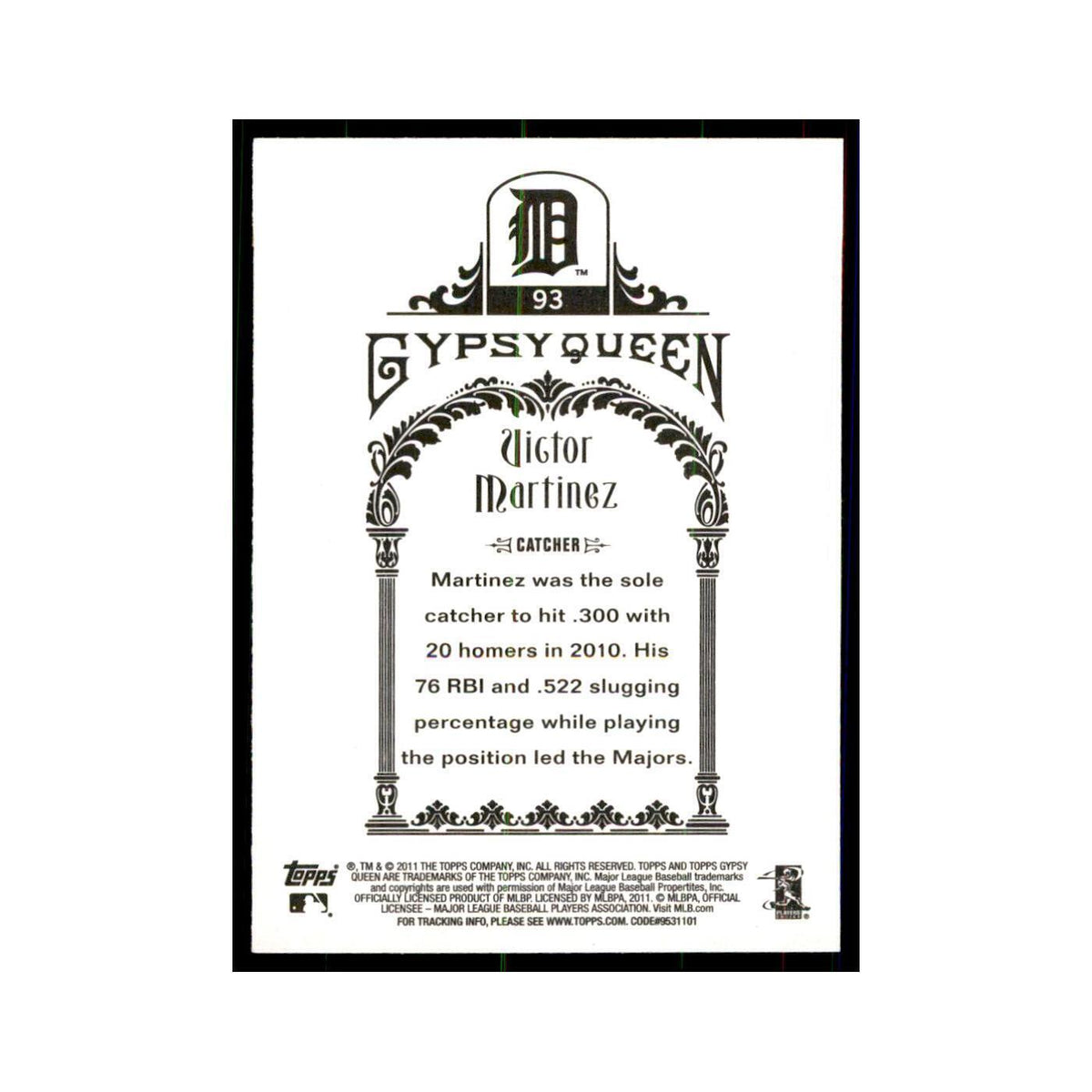 2011 Topps Gypsy Queen Victor Martinez Baseball Cards #93