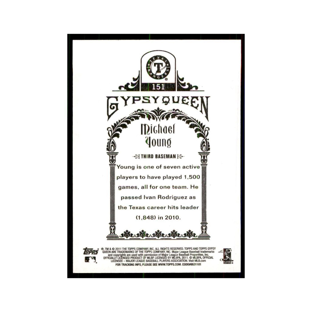 2011 Topps Gypsy Queen Michael Young Baseball Cards #151