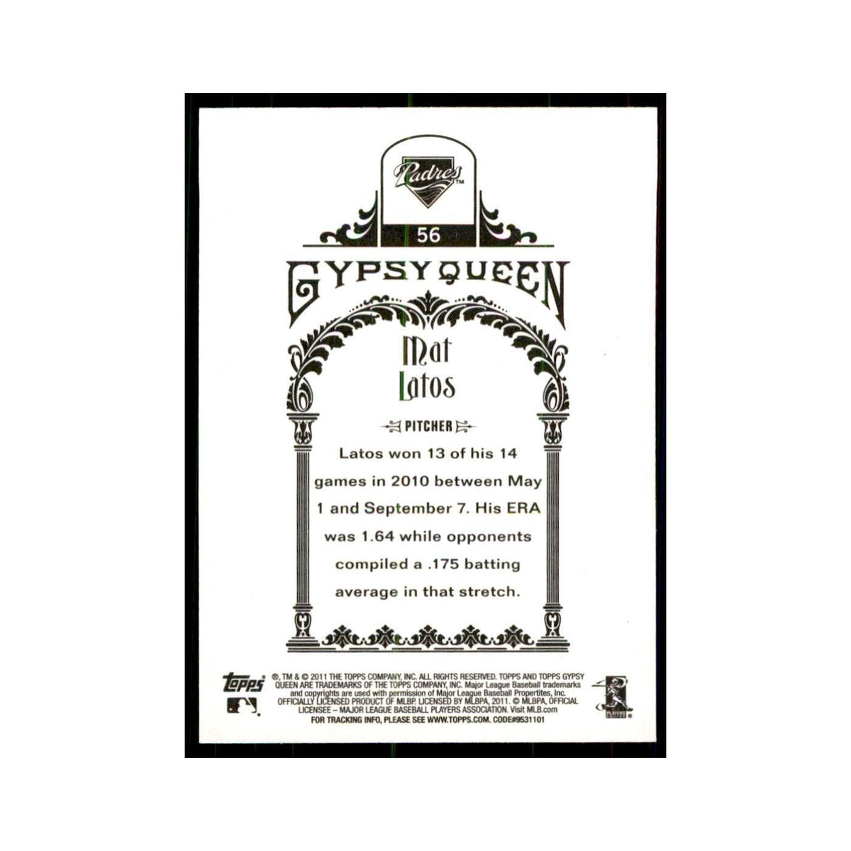 2011 Topps Gypsy Queen Mat Latos Baseball Cards #56
