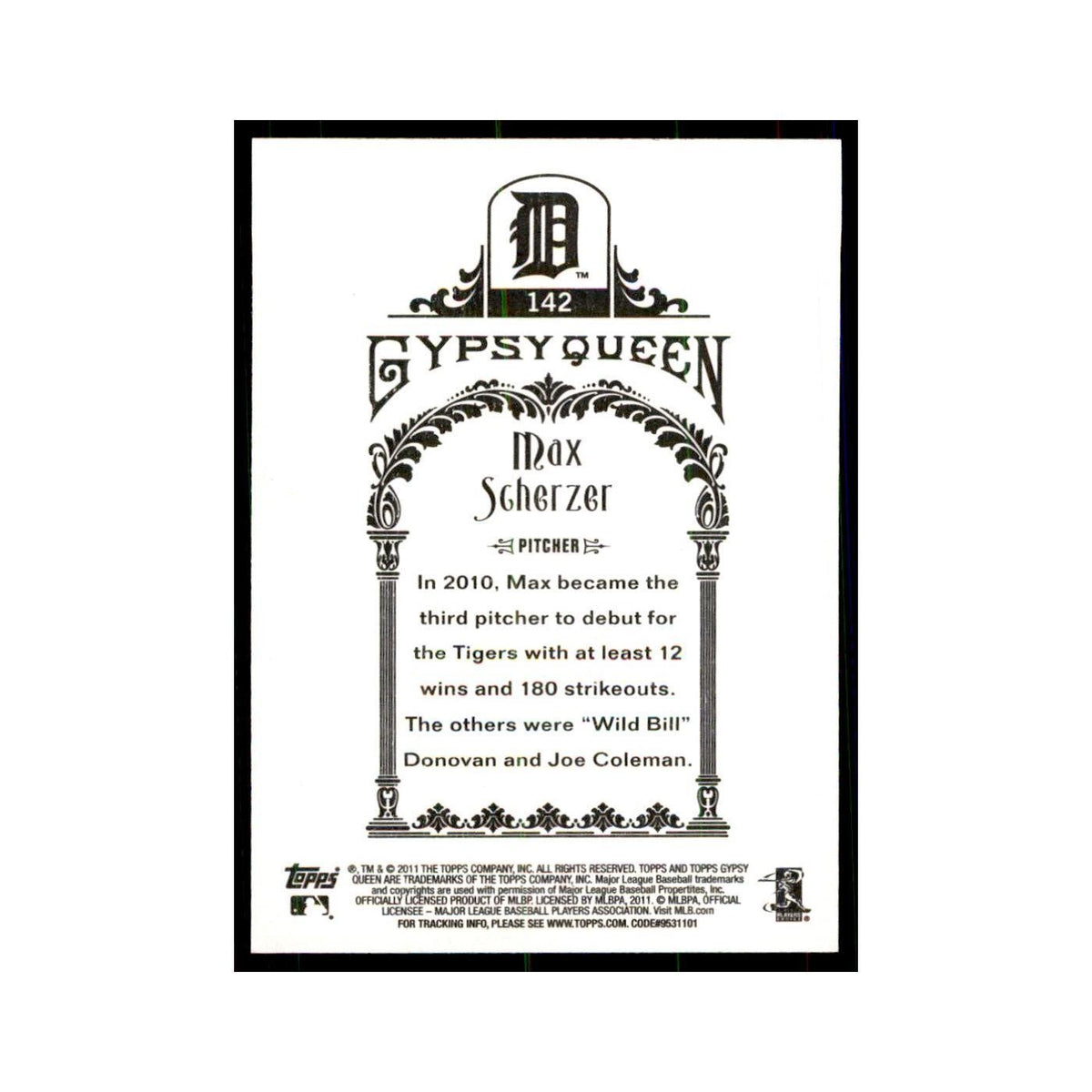 2011 Topps Gypsy Queen Max Scherzer Baseball Cards #142