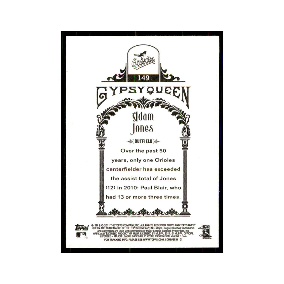 2011 Topps Gypsy Queen Adam Jones Baseball Cards #149