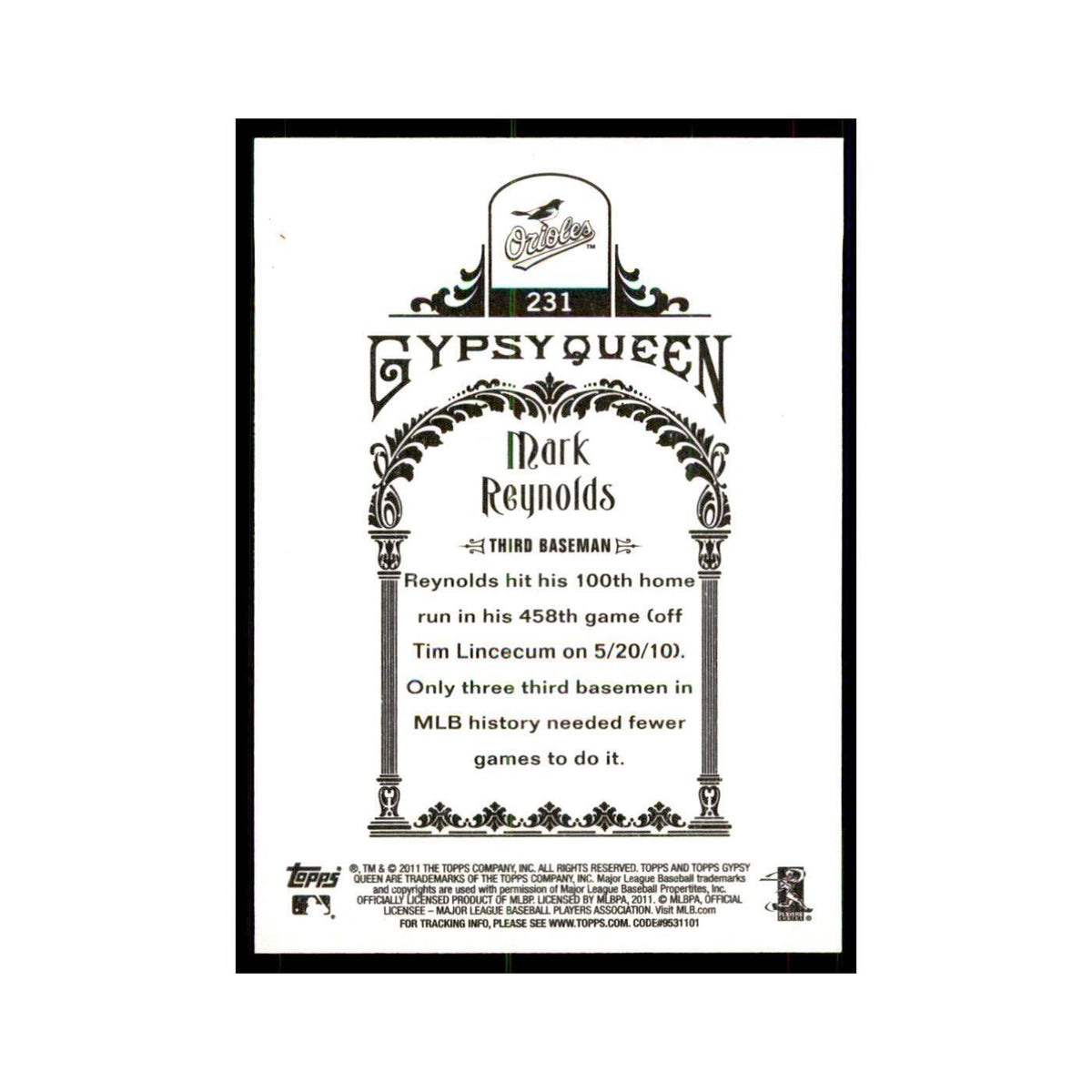 2011 Topps Gypsy Queen Mark Reynolds Baseball Cards #231