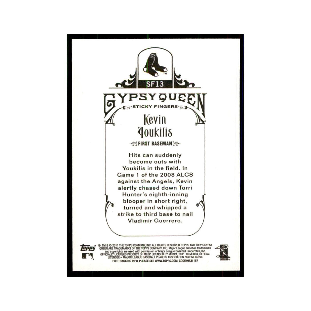 2011 Topps Gypsy Queen Kevin Youkilis Baseball Cards #SF13