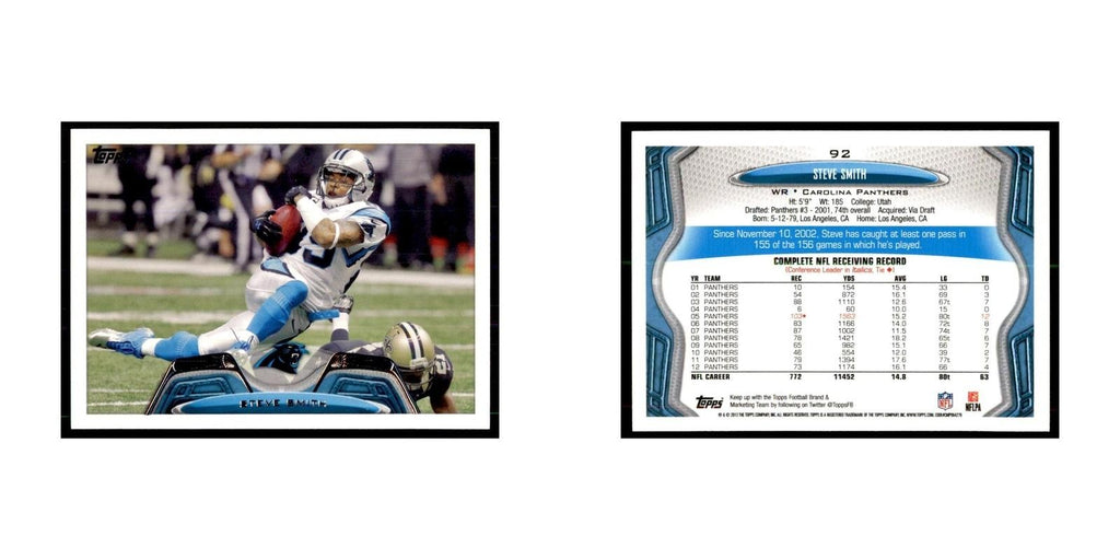 2013 Topps Steve Smith Football Cards #92