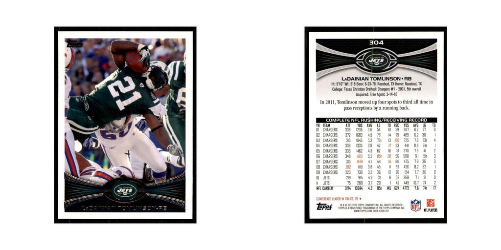 2012 Topps LaDainian Tomlinson Football Cards #304